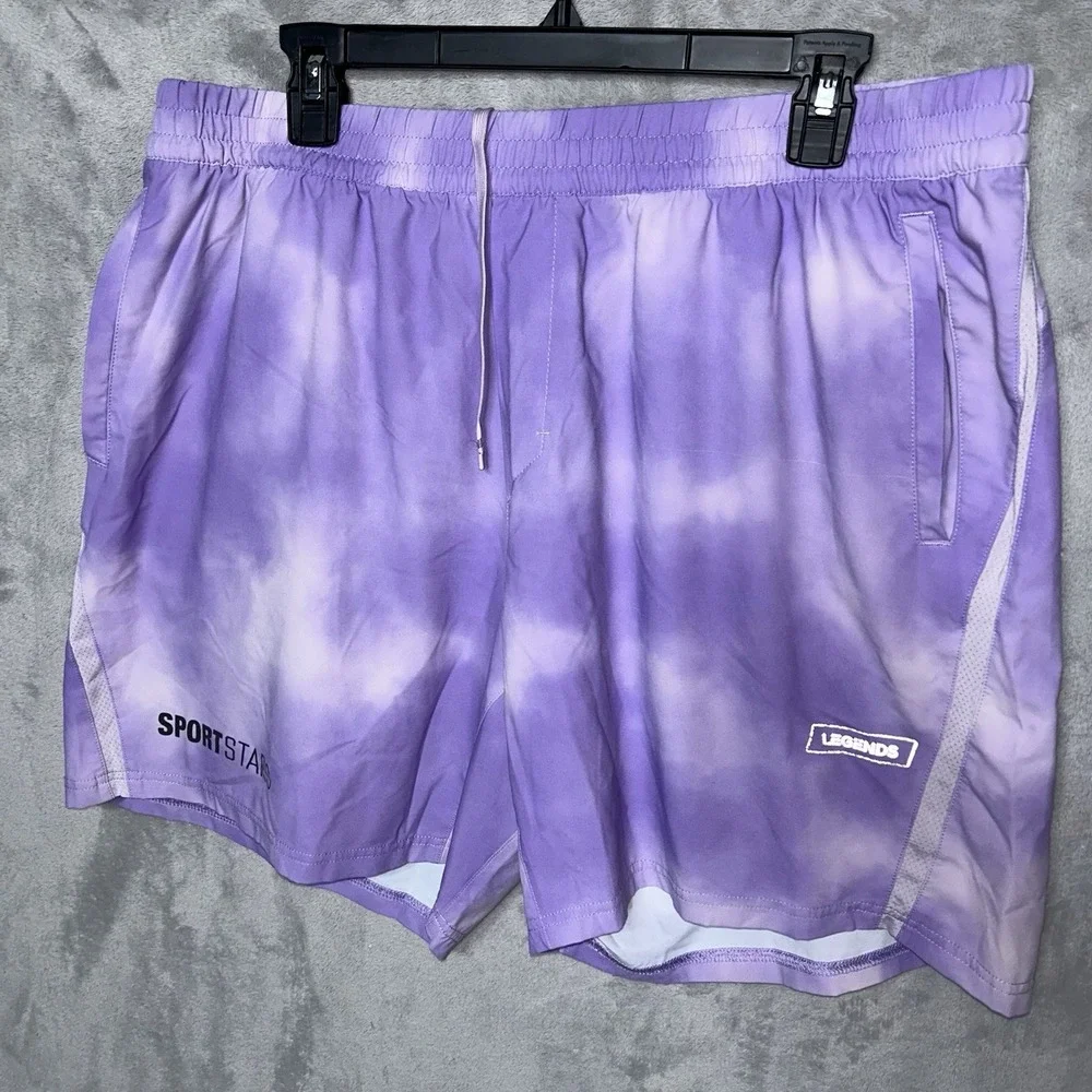 Legends Shorts Mens 2XL Purple Tie Athletic Unlined Gym Performance Running